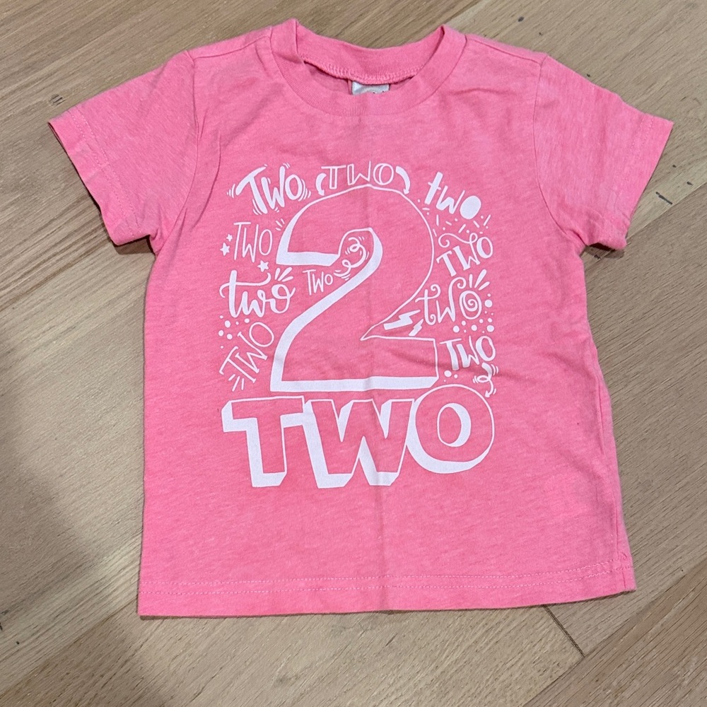 NWOT Kavio Pink 2nd Birthdat Graphic Kids T-Shirt size 2T